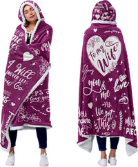 Sherpa Fleece Wearable Blanket Hoodie Wife