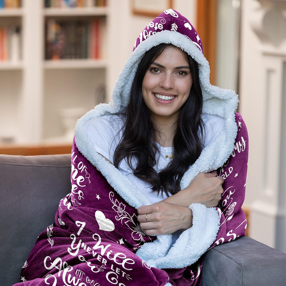 Sherpa Fleece Wearable Blanket Hoodie Wife