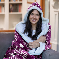 Sherpa Fleece Wearable Blanket Hoodie Wife
