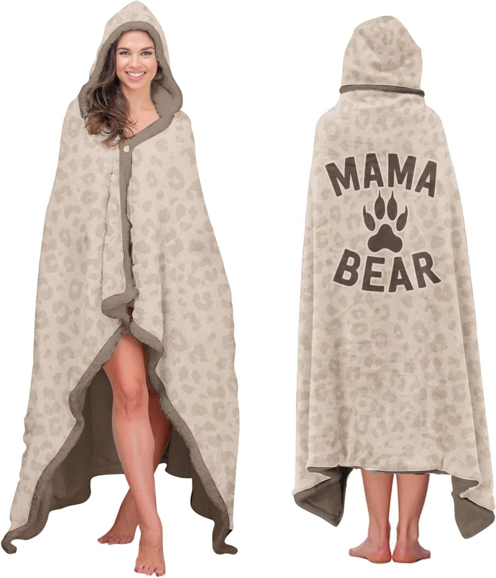 Mama Bear Leopard Wearable Blanket Hoodie