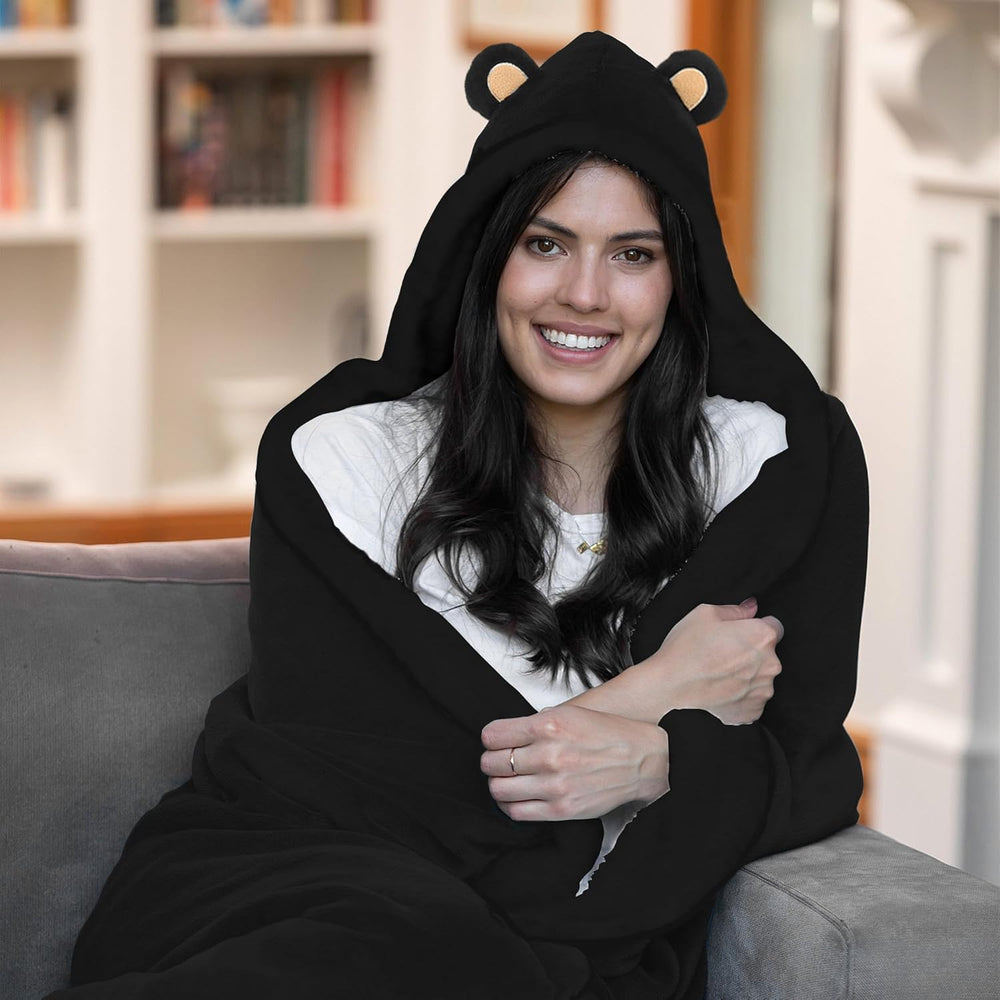 Black Mama Bear Wearable Blanket Hoodie