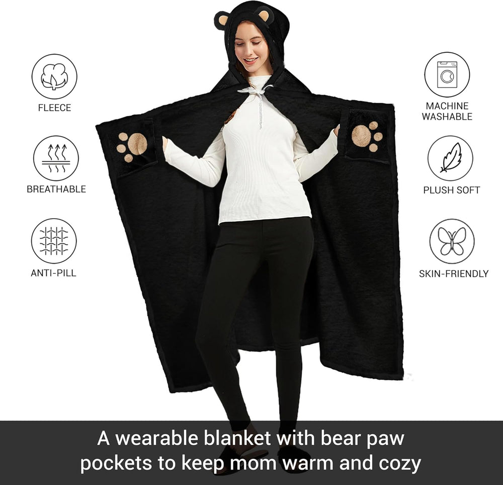 Black Mama Bear Wearable Blanket Hoodie