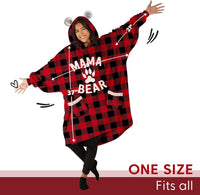 Mama Bear Ear Plaid Hoodie Dress