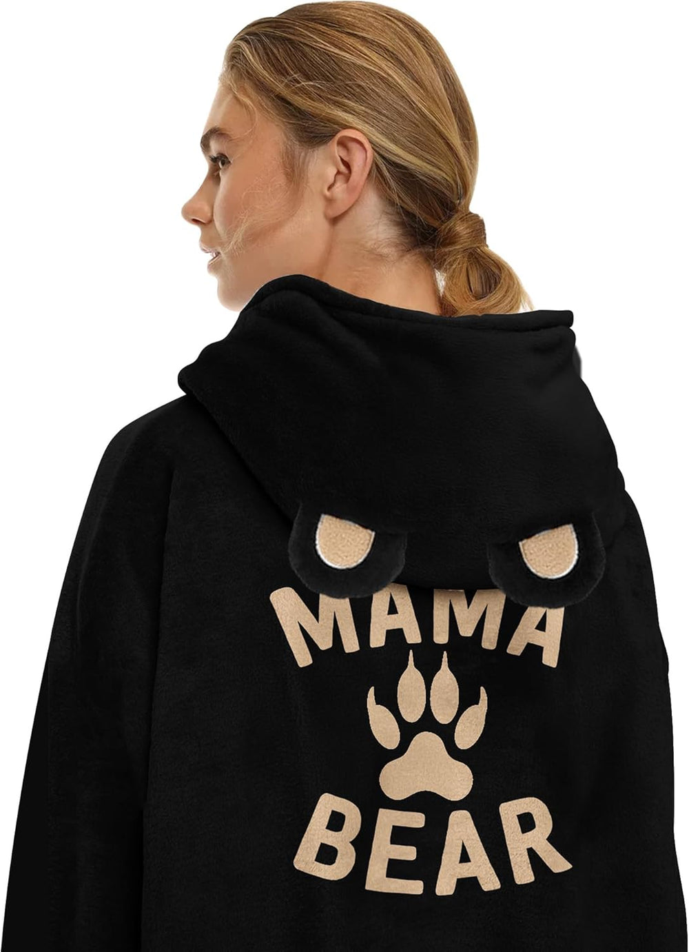 Black Mama Bear Wearable Blanket Hoodie
