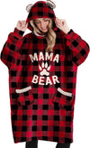 Mama Bear Ear Plaid Hoodie Dress