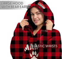 Mama Bear Ear Plaid Hoodie Dress