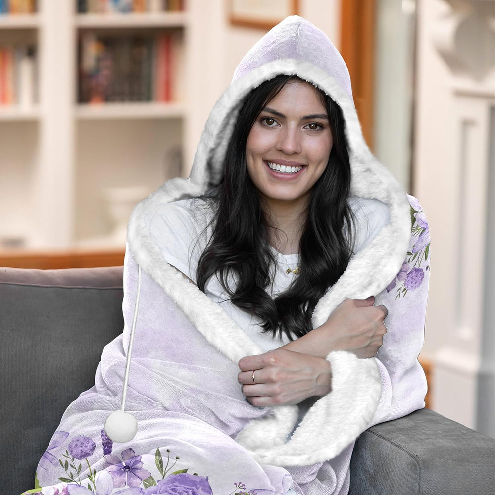 Purple Floral Wearable Blanket for Mom