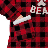 Mama Bear Ear Plaid Hoodie Dress