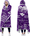 Vprintes Sending Big Hugs Purple Sherpa Fleece Wearable Blanket Hoodie