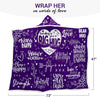 Vprintes Sending Big Hugs Purple Sherpa Fleece Wearable Blanket Hoodie