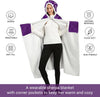 Vprintes Sending Big Hugs Purple Sherpa Fleece Wearable Blanket Hoodie