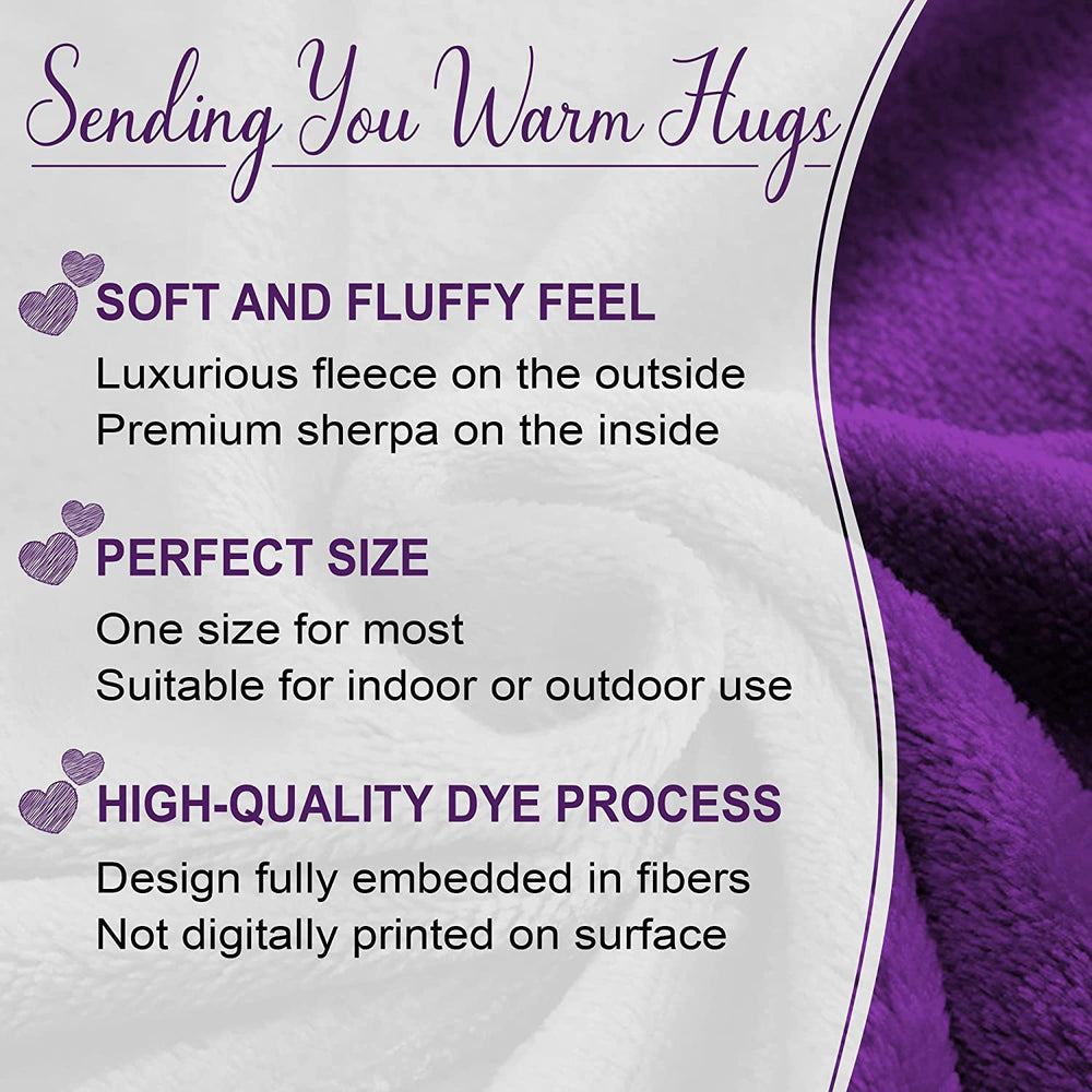 Vprintes Sending Big Hugs Purple Sherpa Fleece Wearable Blanket Hoodie