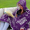 Vprintes Sending Big Hugs Purple Sherpa Fleece Wearable Blanket Hoodie
