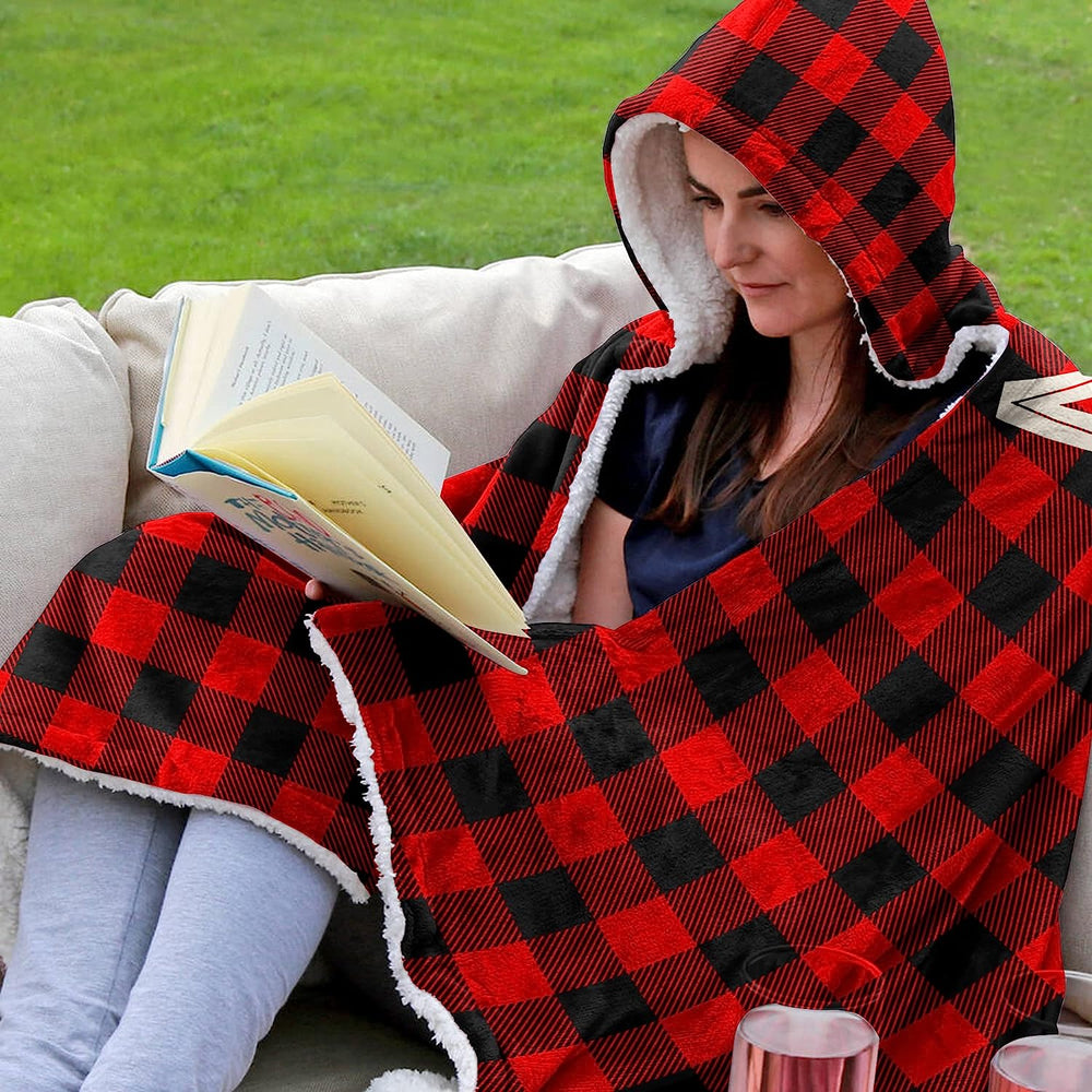 Vprintes Mama Buffalo Plaid Wearable Blanket Hoodie