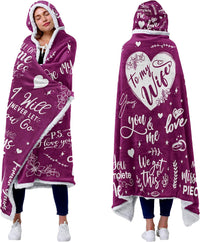 Vprintes Gifts for Wife - Sherpa Fleece Wearable Blanket Hoodie - Wife Gifts from Husband