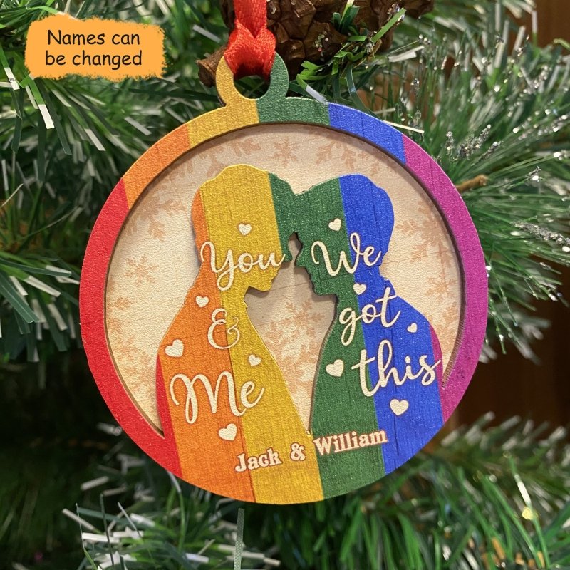 LGBT We Got This Gay Love Personalized 2 Layered Wooden Ornament - Vprintes